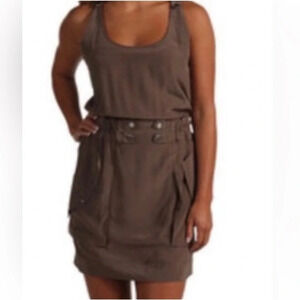 BCBG Maxazria Silk Army Green Cargo Tank Dress Size M